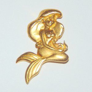 Rare Disney Ariel The Little Mermaid Goldtone Brooch Pin
